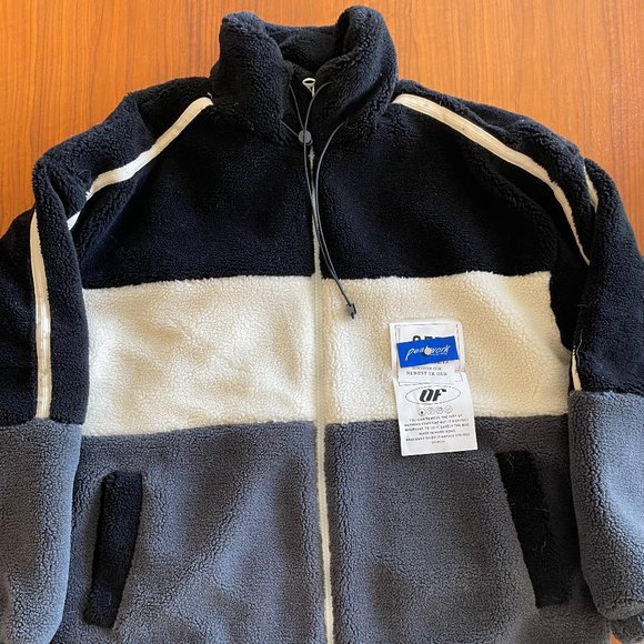 Aelfric Eden Patchwork Labeling Sherpa Coat Black Product ID: 771064666 - Picture 1 of 5